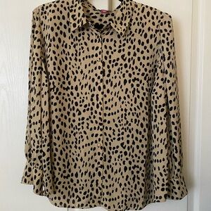 Vince Camuto Black and Tan Animal Print Button Down Shirt